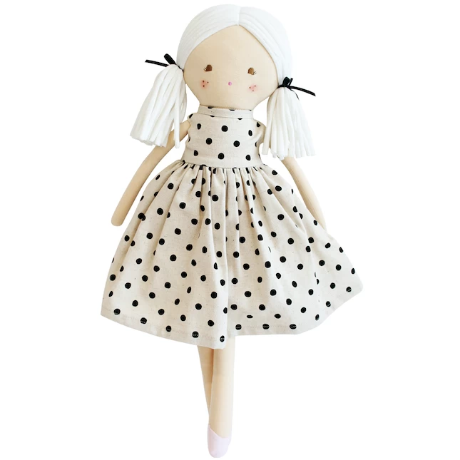 FRANKIE DOLL IN BLACK SPOT LINEN 1 FRANKIE DOLL IN BLACK SPOT LINEN