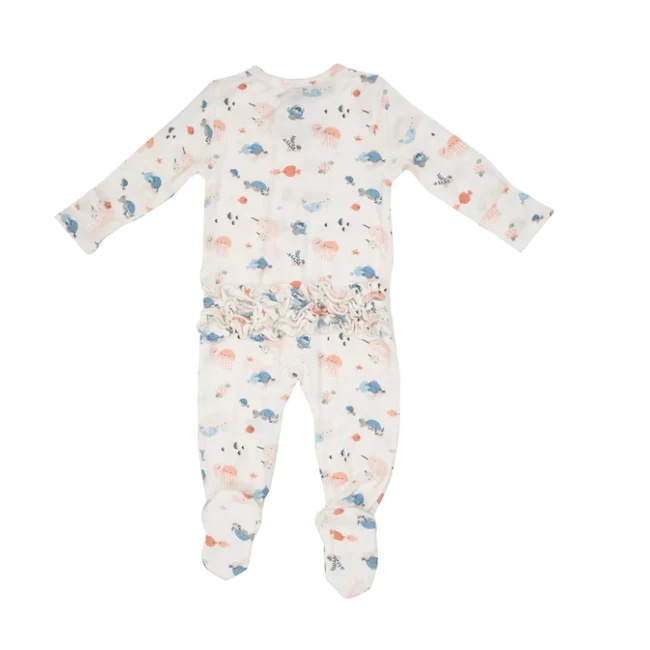 OCEAN CUDDLES 2 WAY RUFFLE BACK ZIPPER FOOTIE 2 OCEAN CUDDLES 2 WAY RUFFLE BACK ZIPPER FOOTIE - Afbeelding 2