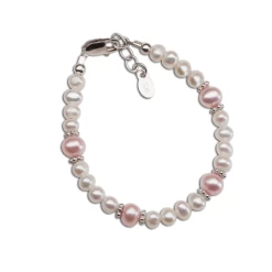 ADDIE SILVER BRACELET WITH PINK & WHITE FRESHWATER PEARLS