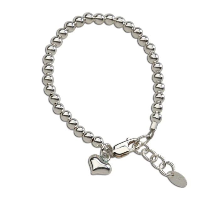 CAMRY STERLING SILVER BRACELET WITH SILVER BEAD AND PUFF HEART 2 CAMRY STERLING SILVER BRACELET WITH SILVER BEAD AND PUFF HEART - Afbeelding 2