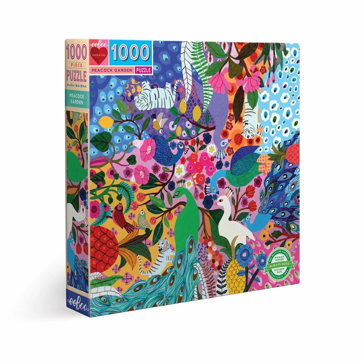 Eeboo PEACOCK GARDEN 1000 PIECE PUZZLE 1 Eeboo PEACOCK GARDEN 1000 PIECE PUZZLE