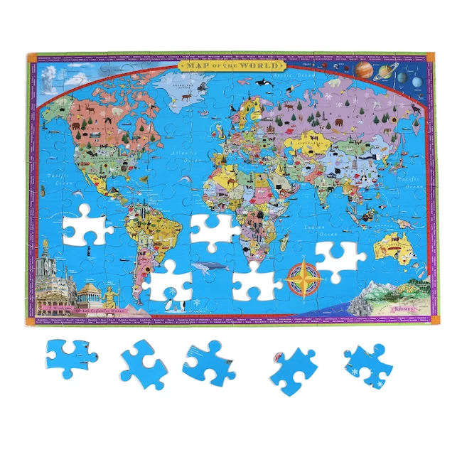 Eeboo WORLD MAP 100 PIECE PUZZLE 2 Eeboo WORLD MAP 100 PIECE PUZZLE - Afbeelding 2