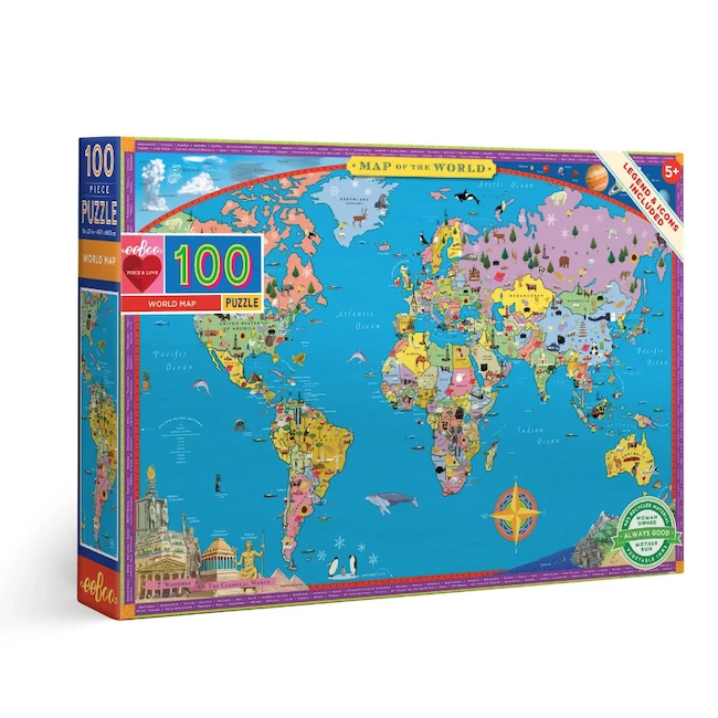 Eeboo WORLD MAP 100 PIECE PUZZLE 1 Eeboo WORLD MAP 100 PIECE PUZZLE