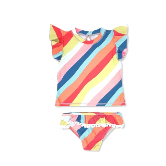 SEASHELL SHORT SLEEVE BABY RUFFLE SET IN EAST CAPE STRIPE 1 SEASHELL SHORT SLEEVE BABY RUFFLE SET IN EAST CAPE STRIPE