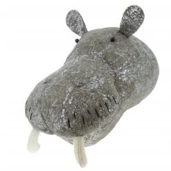 FOIL GREY SILVER HIPPO HEAD WALL MOUNT