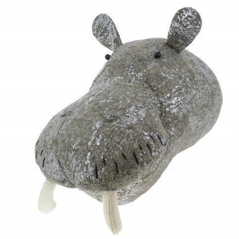 FOIL GREY SILVER HIPPO HEAD WALL MOUNT 1 FOIL GREY SILVER HIPPO HEAD WALL MOUNT