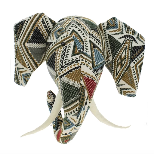 PATCHWORK ELEPHANT HEAD WALL MOUNT 1 PATCHWORK ELEPHANT HEAD WALL MOUNT
