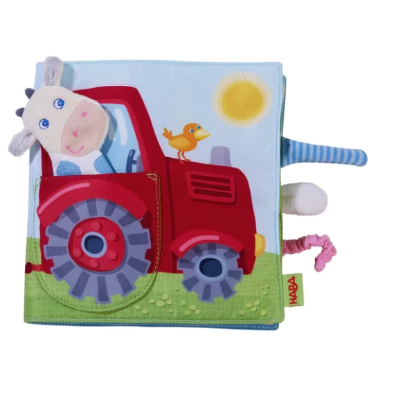 Haba DOWN ON THE FARM SOFT BOOK WITH COW PUPPET 1 Haba DOWN ON THE FARM SOFT BOOK WITH COW PUPPET