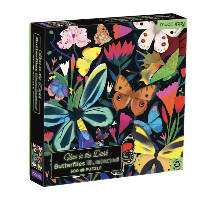 BUTTERFLIES ILLUMINATED 500 PIECE GLOW IN THE DARK PUZZLE 1 BUTTERFLIES ILLUMINATED 500 PIECE GLOW IN THE DARK PUZZLE