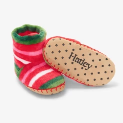 Hatley CANDY CANE STRIPES FLEECE SLIPPERS
