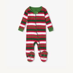 Hatley CANDY CANE STRIPES ORGANIC COTTON FOOTED COVERALL