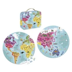 Janod WORLD ROUND DOUBLE SIDED PUZZLE 208 PC