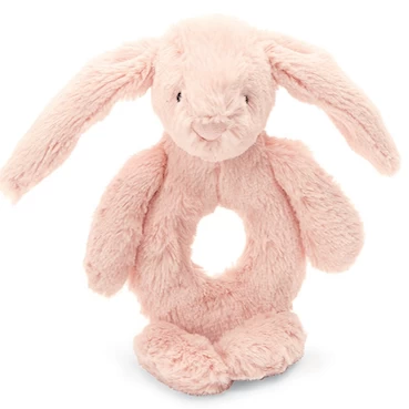 JELLYCAT BASHFUL BLUSH BUNNY RING RATTLE 1 JELLYCAT BASHFUL BLUSH BUNNY RING RATTLE