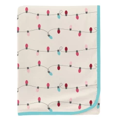 PRINT SWADDLING BLANKET IN NATURAL HOLIDAY LIGHTS