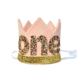 BLUSH FELT CROWN GLITTER TRIM