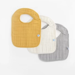 Little Unicorn COTTON MUSLIN CLASSIC BIB 3 PACK-MUSTARD SET