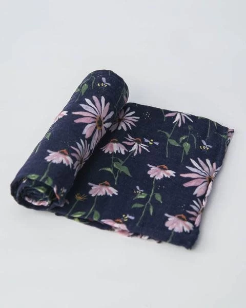 Little Unicorn DARK CONEFLOWER COTTON MUSLIN SWADDLE SINGLE 1 Little Unicorn DARK CONEFLOWER COTTON MUSLIN SWADDLE SINGLE