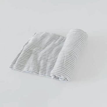 Little Unicorn GREY STRIPE COTTON MUSLIN SWADDLE SINGLE 2 Little Unicorn GREY STRIPE COTTON MUSLIN SWADDLE SINGLE - Afbeelding 2