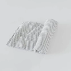 Little Unicorn GREY STRIPE COTTON MUSLIN SWADDLE SINGLE