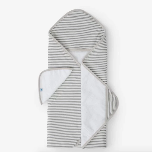 Little Unicorn GREY STRIPE HOODED TOWEL AND WASHCLOTH SET 2 Little Unicorn GREY STRIPE HOODED TOWEL AND WASHCLOTH SET - Afbeelding 2