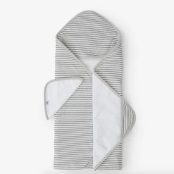 Little Unicorn GREY STRIPE HOODED TOWEL AND WASHCLOTH SET