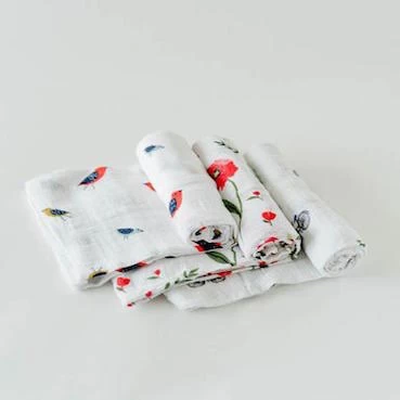 Little Unicorn SUMMER POPPY COTTON MUSLIN SWADDLE 3 PACK 1 Little Unicorn SUMMER POPPY COTTON MUSLIN SWADDLE 3 PACK