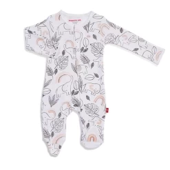 ELLIE GO LUCKY CREAM ORGANIC COTTON MAGNETIC FOOTIE