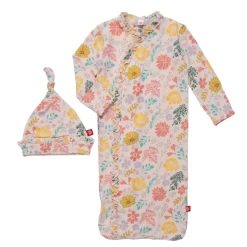 PRIMROSE COTTAGE MODAL MAGNETIC COZY SLEEPER GOWN AND HAT SET