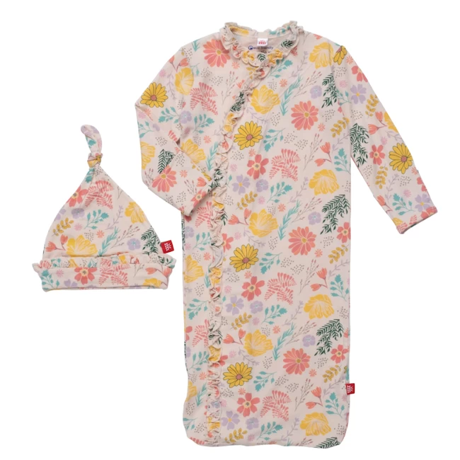 PRIMROSE COTTAGE MODAL MAGNETIC COZY SLEEPER GOWN AND HAT SET 1 PRIMROSE COTTAGE MODAL MAGNETIC COZY SLEEPER GOWN AND HAT SET