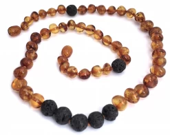 ADULT LAVA COGNAC ESSENTIAL OIL DIFFUSING AMBER NECKLACE