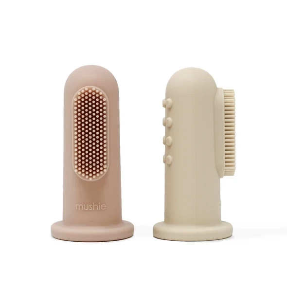 Mushie FINGER TOOTHBRUSH - SHIFTING SAND/BLUSH 1 Mushie FINGER TOOTHBRUSH - SHIFTING SAND/BLUSH