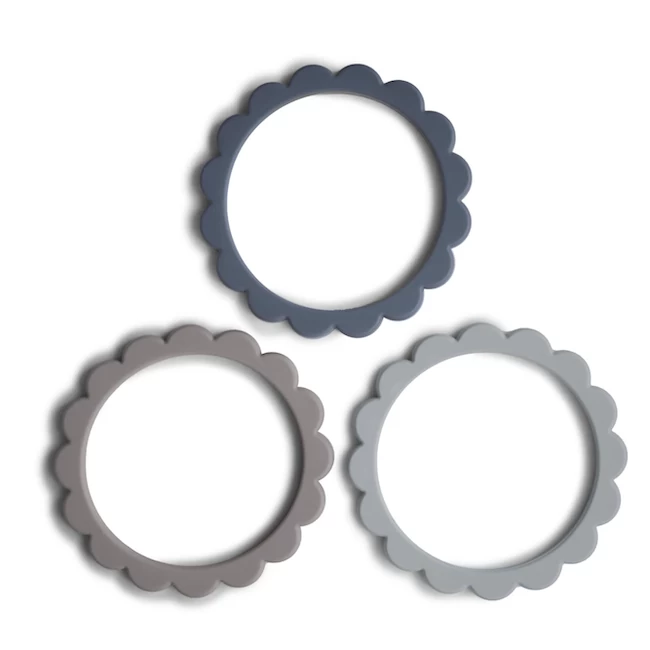 Mushie FLOWER TEETHING BRACELET SET OF 3 2 Mushie FLOWER TEETHING BRACELET SET OF 3 - Afbeelding 2