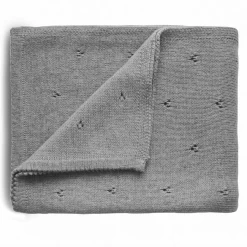 Mushie KNITTED POINTELLE BABY BLANKET-GRAY MELANGE
