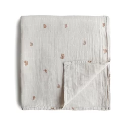 Mushie ORGANIC COTTON MUSLIN SWADDLE BLANKET-RAINBOWS