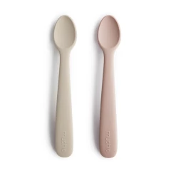 Mushie SILICONE FEEDING SPOONS BLUSH/SHIFTING SAND