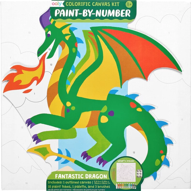 Ooly COLORIFIC CANVAS PAINT BY NUMBER - FANTASTIC DRAGON 1 Ooly COLORIFIC CANVAS PAINT BY NUMBER - FANTASTIC DRAGON