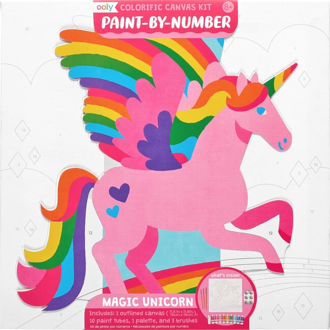 Ooly COLORIFIC CANVAS PAINT BY NUMBER KIT - MAGIC UNICORN 1 Ooly COLORIFIC CANVAS PAINT BY NUMBER KIT - MAGIC UNICORN