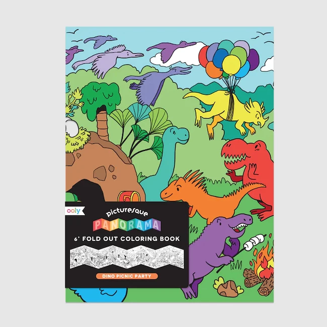 Ooly PICTURESQUE PANORAMA COLORING BOOK - DINO PICNIC PARTY 1 Ooly PICTURESQUE PANORAMA COLORING BOOK - DINO PICNIC PARTY
