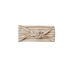 RIBBED KNOTTED HEADBAND | LATTE STRIPE