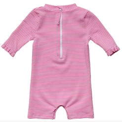 RASPBERRY STRIPE 3/4 SLEEVE SUNSUIT 10 RASPBERRY STRIPE 3/4 SLEEVE SUNSUIT -Babyproducten raspberry stripe 3 4 sleeve sunsuit 4