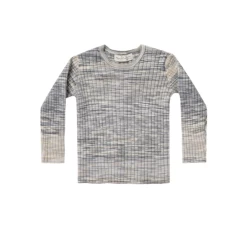 RIBBED LONG SLEEVE SHIRT IN HEATHERED BLUE