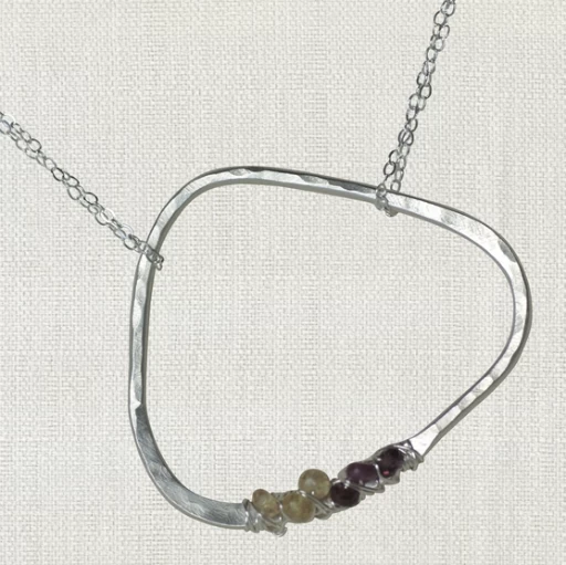 WHITE DIAMOND ABSTRACT LIFE CIRCLES WITH DESCRIPTION 17” STERLING SILVER NECKLACE 1 WHITE DIAMOND ABSTRACT LIFE CIRCLES WITH DESCRIPTION 17” STERLING SILVER NECKLACE