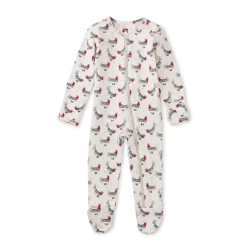FOOTED ZIP FRONT BABY ROMPER - CHICKENS FEED