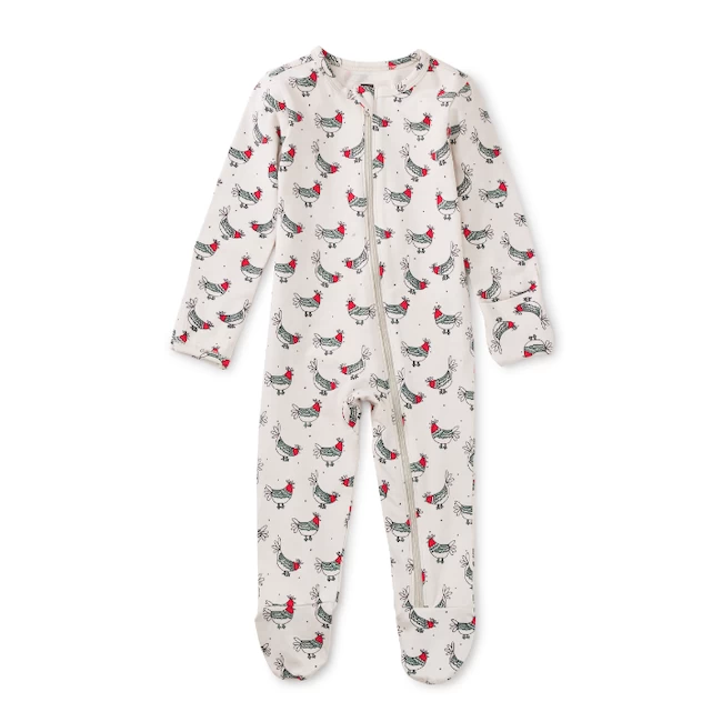 FOOTED ZIP FRONT BABY ROMPER - CHICKENS FEED 1 FOOTED ZIP FRONT BABY ROMPER - CHICKENS FEED