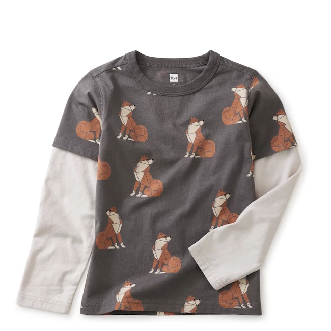 LAYERED SLEEVE PRINTED TEE 1 LAYERED SLEEVE PRINTED TEE