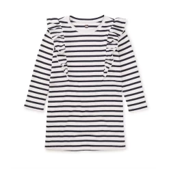 RUFFLE SLEEVE A-LINE DRESS