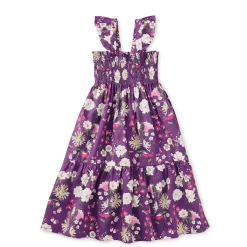 SMOCKED FLUTTER SLEEVE DRESS IN PORTUGUESE FLORAL