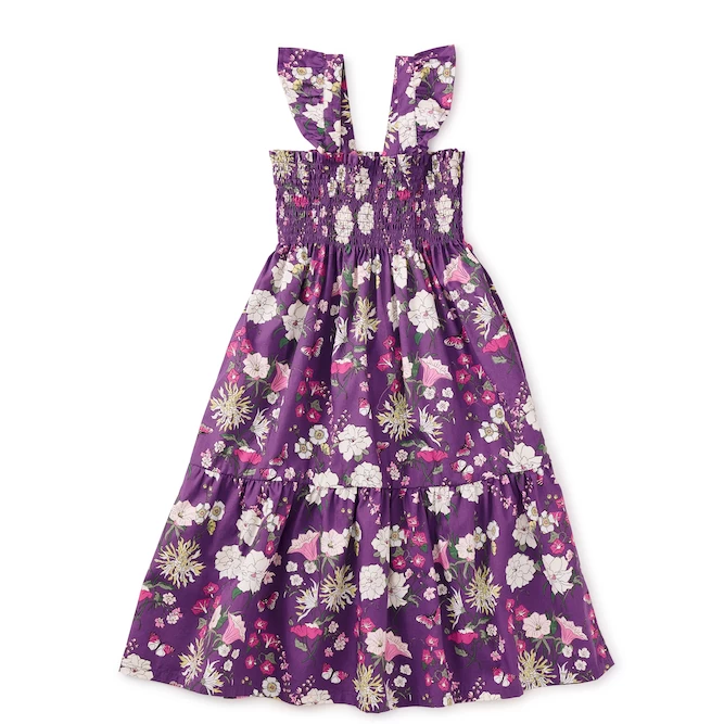 SMOCKED FLUTTER SLEEVE DRESS IN PORTUGUESE FLORAL 1 SMOCKED FLUTTER SLEEVE DRESS IN PORTUGUESE FLORAL