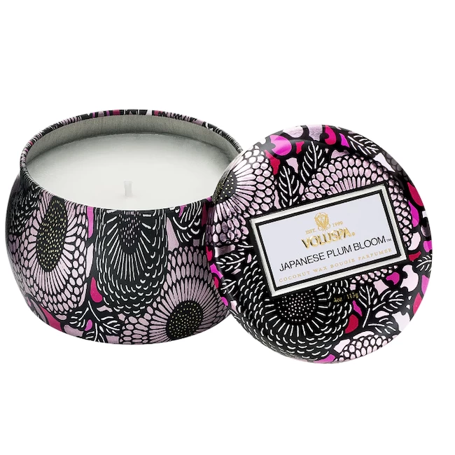 Voluspa JAPANESE PLUM BLOOM MINI TIN CANDLE 1 Voluspa JAPANESE PLUM BLOOM MINI TIN CANDLE